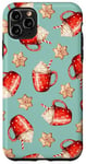 iPhone 11 Pro Max Cozy Cappuccino and Snowflake Cookies on Aqua Mint Blue Case