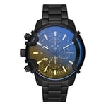 Diesel Griffed Montre pour Homme, Mouvement à Quartz/Chronographe avec Bracelet en Silicone, Acier Inoxydable ou Cuir, Noir et Bleu, 48mm