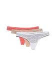 Calvin Klein Women's 3 Pack Thong (Low-Rise), Calypso Coral/Cedar/White, M