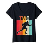 Womens It's My 2nd Birthday Football 2 Year Old Boy Girl V-Neck T-Shirt