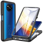 CENHUFO Coque Xiaomi Poco X3 Pro /X3 NFC, Antichoc Housse avec Protection d'écran, 360° Protégé Téléphone Etui Double Face Case Transparent Portable Intégrale Coque pour Poco X3 Pro /X3 NFC - Noir