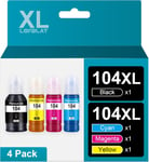 104 Encre Multipack Compatible Pour Epson 104Xl D'Encre Pour Epson Et-2710 Et-2711 Et-2712 Et-2714 Et-2715 Et-2720 (Noire, Cyan, Magenta, Jaune)[DYJ070086]