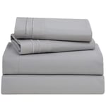 Clara Clark Bed Sheets, Premier 1800 Series 4 Piece Bed Sheet Set, Deep Pocket, Wrinkle, Fade, Stain Resistant, Luxury Soft Bedding Sheets & Pillowcases, King, Silver Gray