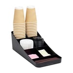 Mind Reader COMP7-BLK Station, Bar 7-Compartment Coffee Cup and Condiment Countertop Organizer, 7.25" L x 15.5" W x 5.25" H, Plastic, Black