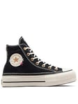 Converse Womens Lift Stitch Sich High Tops Trainers - Black, Black, Size 5, Women