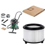 Bosch Aspirateur d'atelier - AdvancedVac 20 + Home and Garden 2609256F33 Sac-Filtre en Papier AdvancedVac 20, Marron, Set de 5 Pièces + 2609256F35 Filtre à Plis pour UniversalVac 15