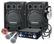 Set Karaoke DJ Hautparleur Amplificateur Bluetooth USB Microphone Casque 1200W