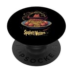 Western Spaghetti Fun Cowboy Pasta Funny Food Whimsical Art PopSockets Adhesive PopGrip