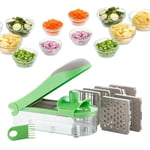 Coupe-légumes Mandoline et Râpe 3 en 1 - Trancheuse manuelle avec 7 options de coupe, recettes et accessoires de nettoyage, 27,5 x 8,5 x 11,5 cm, en ABS et acier inoxydable