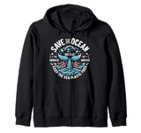 Save The Ocean Keep The Sea Plastic Free Conservation Zip Hoodie