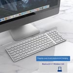 Clavier Bluetooth sans fil en alliage d'aluminium,ultra-mince,muet,maison,bureau,mode touristes,claviers de bureau pour ordinateur portable,PC,109 touches - Type Short white