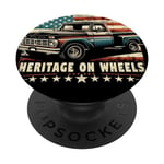 Heritage on Wheels Old Pickup Truck American Flag PopSockets Swappable PopGrip