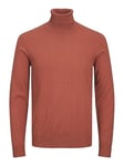 JACK & JONES Jjeemil Knit Roll Neck Noos Pull en Tricot, Homme, Cinnabar, S