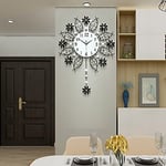 JTWALCLOCK Large Wall Clock for Living Room Decor Giant Big Silent Modern Battery Operated Decorative Glass Pendulum Crystal Wall Clock for Kitchen Bedroom Oversized Non Ticking Wall Clock 22 Inch