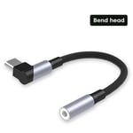 Olpg 90-Adaptateur Audio Usb C Vers Jack 3.5mm,Radiateur Résistant,Type C Vers 3.5mm,Écouteurs,Câble Aux Pour Iphone Xiaomi Samsung - Type Elbow Type C