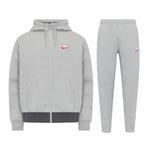 Nike Sportswear Mens Club Fleece Full Zip Tracksuit Grey Cotton - Size Large