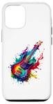 Coque pour iPhone 12/12 Pro Guitare Basse Splash Art Colorée Bassiste Guitariste