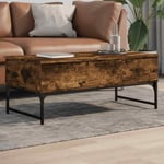 vidaXL Coffee Table Smoked Oak 100x50x40 cm Engineered Wood and Metal UK