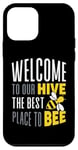 Coque pour iPhone 12 mini Joli jeu de mots humoristique « Welcome To Our Hive Bee Conservation »