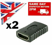 2x HDMI EXTENDER FEMALE TO FEMALE ADAPTER EXTENSION JOINER CONNECTOR HD 1080 4k 