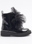 River Island Mini Patent Lace Up Boots - Black, Black, Size 3 Younger