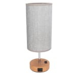 (Grey)Touch Control Table Lamp Metal&Cloth USB Charging Three Gear LED RE