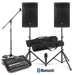 Complete PA System Package for Bands - PD 12" Speakers, Mixer Amp, Mic & Stands