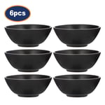 6Pcs Classic Black Bowl 17cm Round Ceramic Food Storage Serving Bowl Kitchenware
