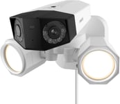 Camera De Securite 4K A Double Objectif Avec Floodlights,Camera Ip Poe D'Exterieur Avec Angle Ultra-Large De 180°,De 1800 Lumen,Detection Des Personnes/Vehicules,Duo Floodlight Poe