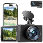 4K Dash Cam Front and Rear, WOLFANG Dashcam GPS WiFi, 3” IPS Touch screen, Night Vision, WDR, 24H Parking Mode, 170°Wide Angle, G-Sensor, Motion Detection, Loop Recording