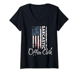 Womens Office Clerk Sarcastic Office Clerk US Flag Office Clerk V-Neck T-Shirt