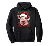 Pig Santa Hat Ugly Christmas Funny Holiday Pig Lover Pullover Hoodie