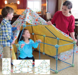 CHILDREN'S KIDS 72 PIECE  BUILD & PLAY CONSTRUCTION FORT TENT WENDY HOUSE DEN 