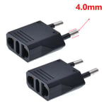 Adaptateur de prise KR européen,Japon,Chine,États-Unis,AU vers UE,adaptateur secteur de voyage,convertisseur de prise électrique,prise de chargeur,prise CA,CE,FCC - Type black 4.0 2PCS