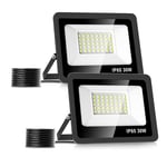 30W Projecteur LED Paquet de 2, 3000LM Spot LED 40LEDs Eclairage Exterieur IP65 Etanche, LED Projecteur Extérieur 6500K Éclairage mural d'extérieur pour Jardin, Patio, Garage, Entrée