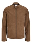 JACK & JONES Men's Jjedylan Clean Faux Suede Jacket Noos Leather, Cognac, XS