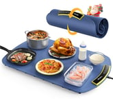 Electric Warming Tray - Upgraded 8 TEMP Setting Food Warming Mat, Full-surface Heat in 5s, 4 Hours Auto-off, Child Safety Lock, Foldable Food Warmers for Buffet Server Party, 65 * 40 * 1.5cm