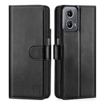 32nd Book Wallet PU Leather Case Cover for Motorola Moto G04 / Moto G24 / Moto E14, Flip Case With RFID Blocking Card Slots, Magnetic Closure and Built In Stand - Black