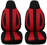 Housses de siège sur Mesure pour sièges Auto compatibles avec VW Caddy 4 2015 conducteur et Passager FB : MD502 (Noir/Rouge)