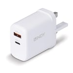 Lindy USB Type A & Type C GaN Charger 65W Plug Wall Power Adapter for Macbook, iPhone, iPad, Galaxy S24/S23, Dell laptops and Asus Acer Laptops