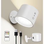 Applique Murale Intérieure, Applique Murale sans Fil avec Télécommande à Gradation et Batterie Rechargeable, 3 Niveaux de Luminosité 3 Températures,