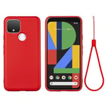 Punainen Yhteensopiva Google Pixel 4A 5G Liquid Silicone Case -Kotelon Kanssa