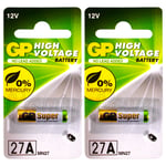 2 x GP 27A Alkaline Super batteries 12V MN27 A27 GP27A E27A EL812 L828 Pack of 1