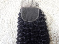 14INCH 150% PERUVIAN VIRGIN HUMAN HAIR KINKY CURL 4X4 LACE CLOSURE COLOR 1B# 50g