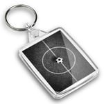 IP02 Passport Keyring BW - Football Pitch Soccer Ball Sports Game  #41361