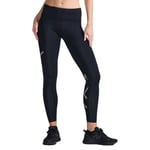 2XU Aero Mid-rise Kompresjonstights Hvit | Reflekterende Lange Tights til Løping