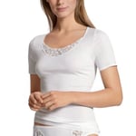 Calida Feminin Sense Short-Sleeve Top Hvit bomull Medium Dame