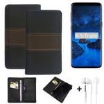 Wallet Case + headphones for Samsung Galaxy S9 Protective Cover Brown