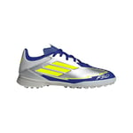 adidas F50 League Football Boots Turf Basket, Silver met./Solar Yellow/Lucid Blue, 23 EU