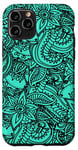 Coque pour iPhone 11 Pro Imprimé cachemire - Motif art zen - Bleu turquoise